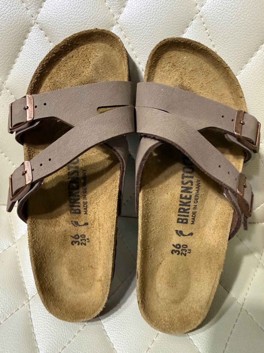 Birkenstock Women's Taupe Cross-Strap Sandals